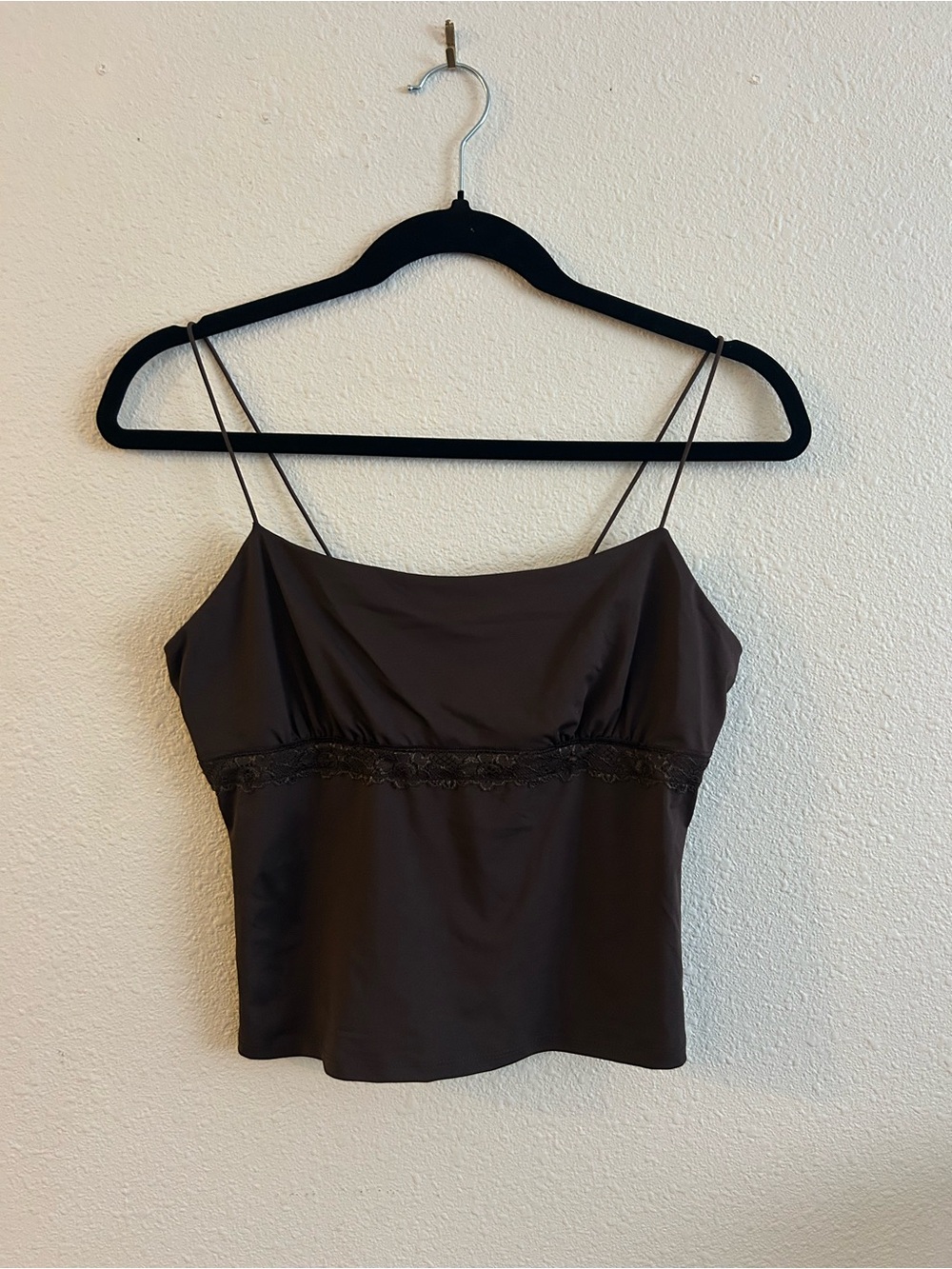 wild fable Brown Satin Lace-Trim Cami